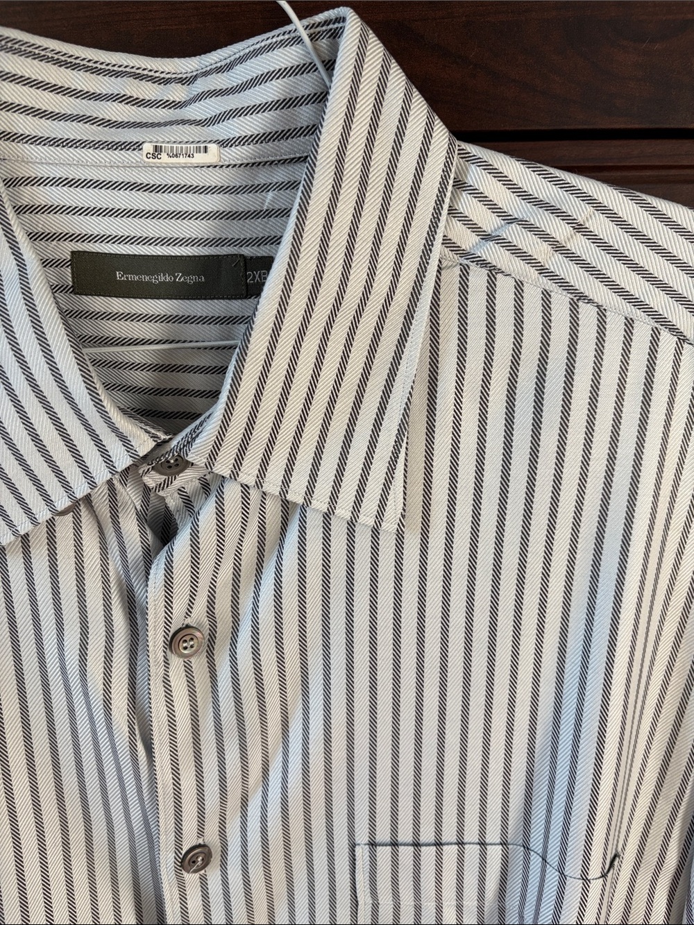 Ermenegildo Zegna White and Black Striped Dress Shirt